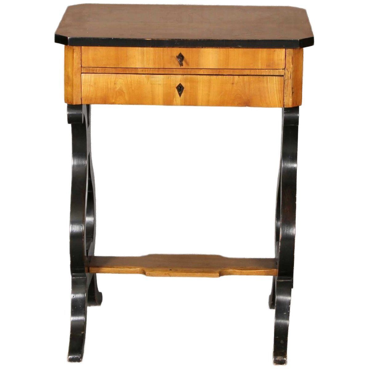19th Century Lyra Sewing Table In Black Cherry Wood, 1820