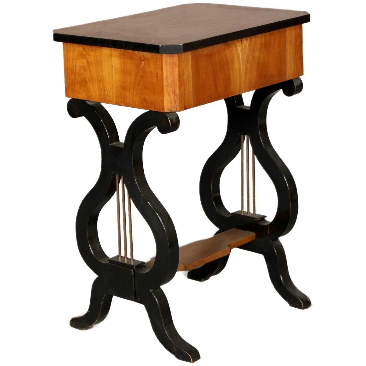 19th Century Lyra Sewing Table In Black Cherry Wood, 1820 photo Furniture