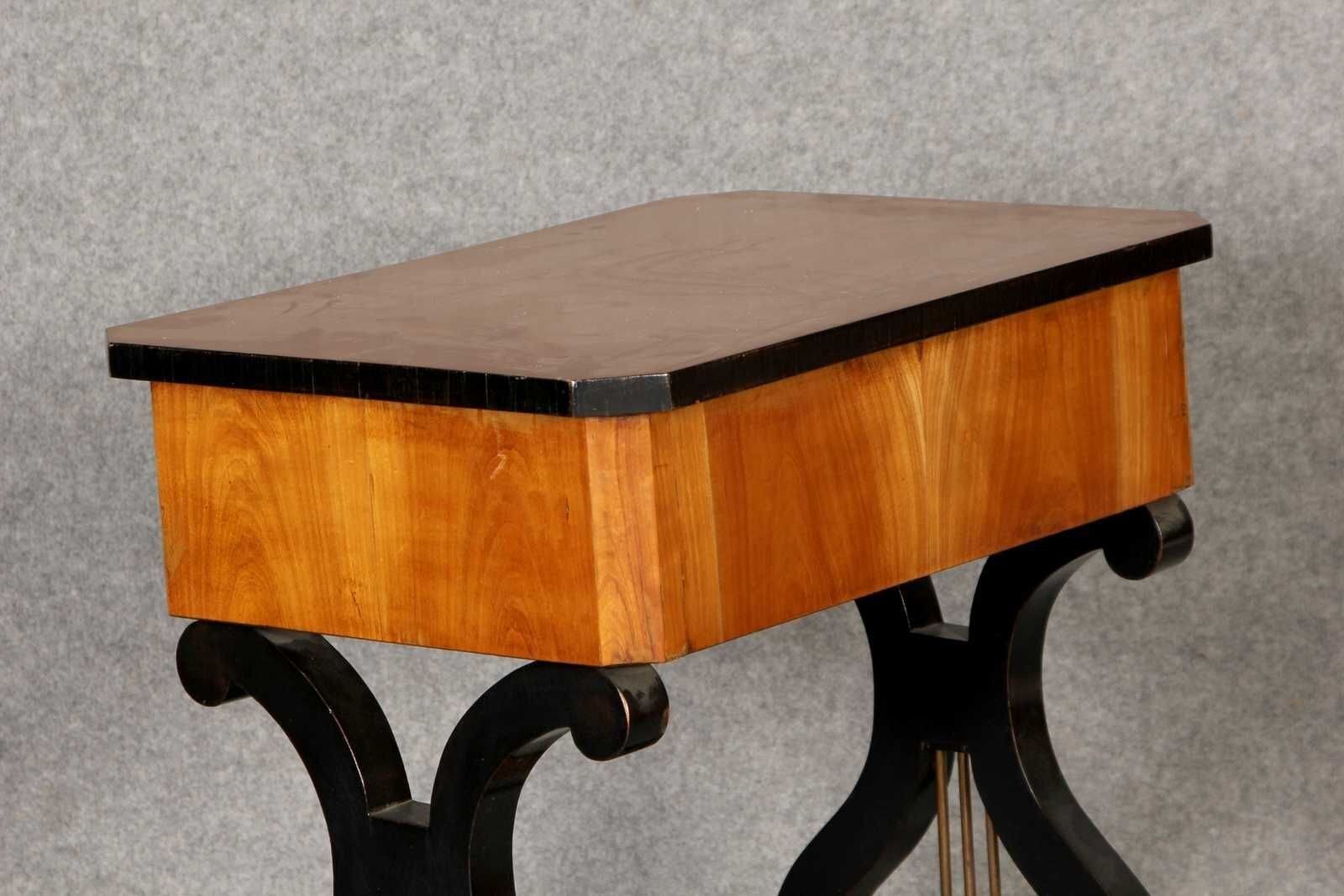 19th Century Lyra Sewing Table In Black Cherry Wood, 1820 photo buy