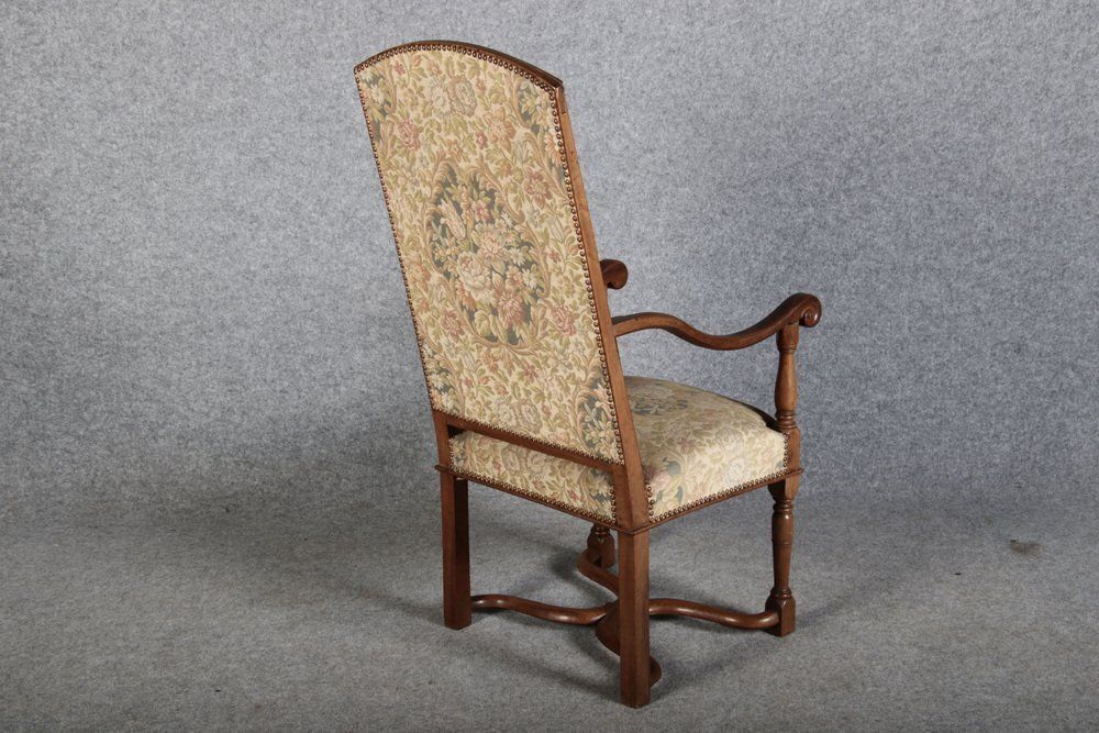 Antique Armchair With Floral Cover In Walnut, 1880 photo buy
