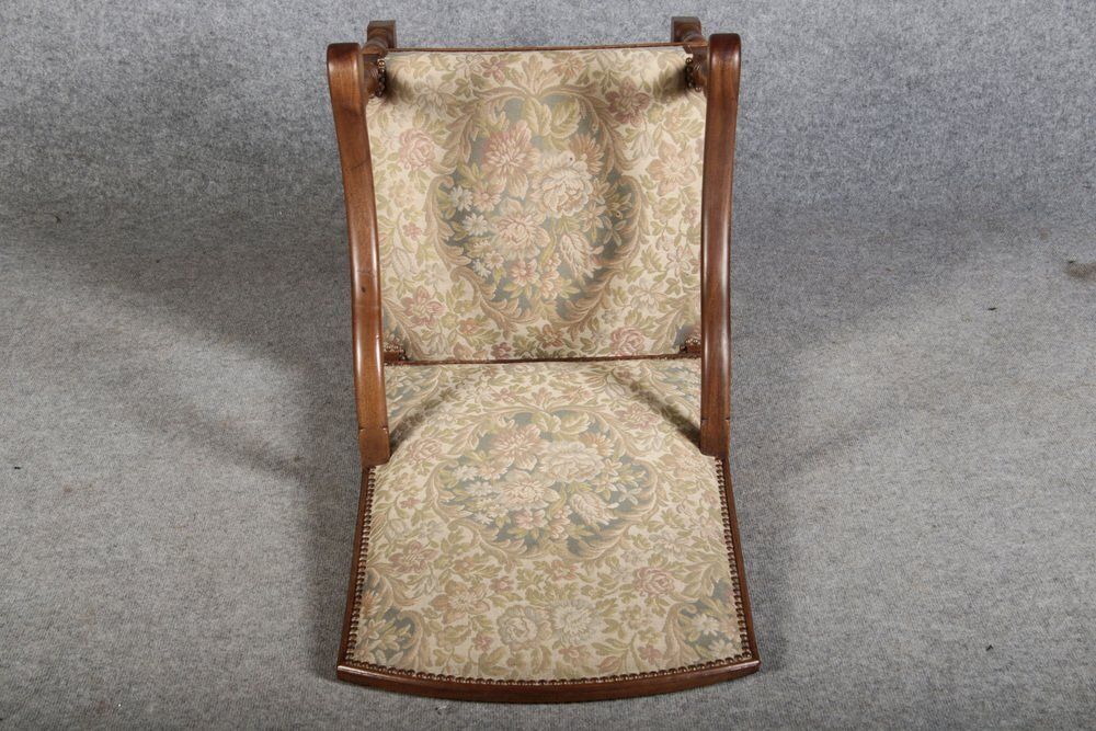 Antique Armchair With Floral Cover In Walnut, 1880 photo vintage