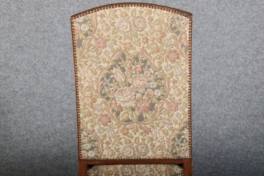 Furniture Antique Armchair With Floral Cover In Walnut, 1880 photo