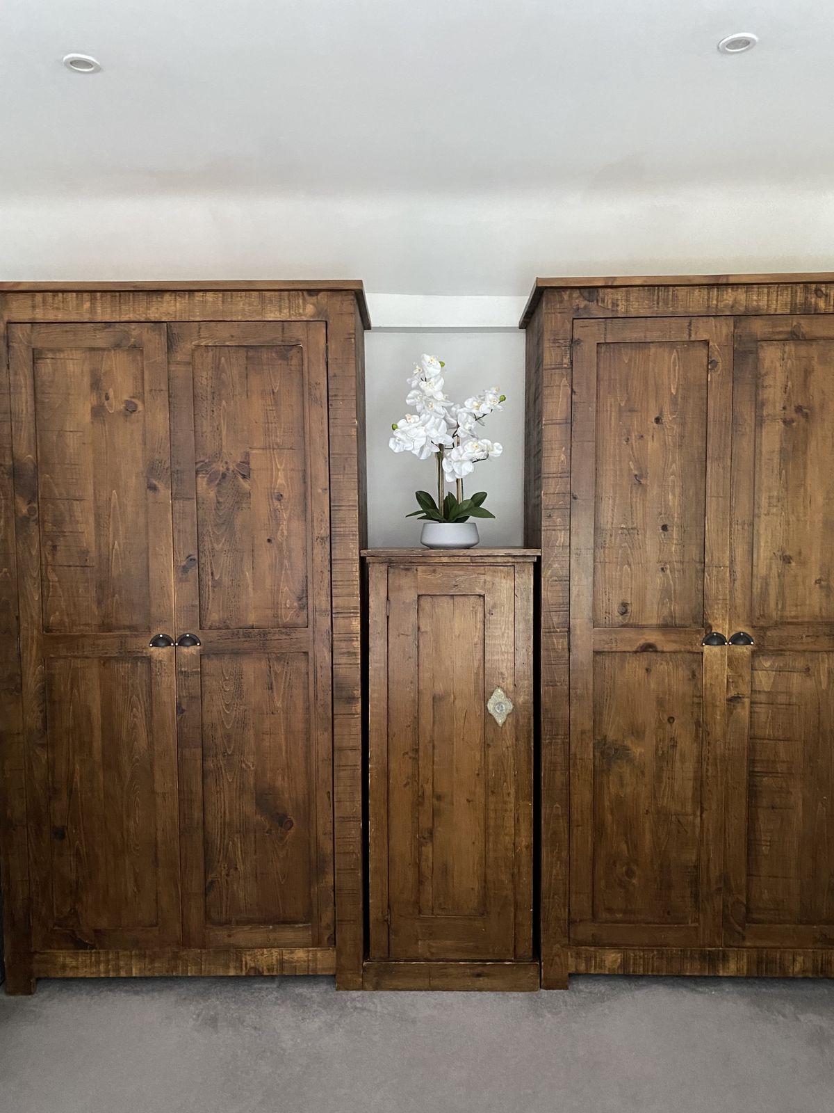 Pair Of Tall Wardrobes Custom Handmade Planed Solid Wood 7ft 6” Tall photo furniture