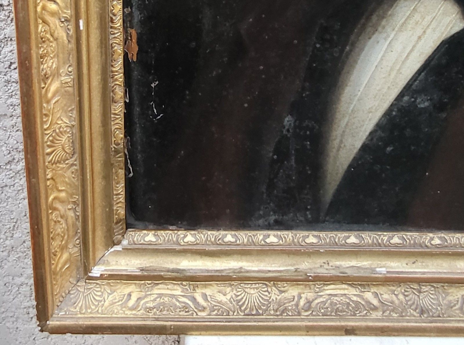 photo furniture Portrait Of Man. Oil Painting On Wood Panel 19th Century