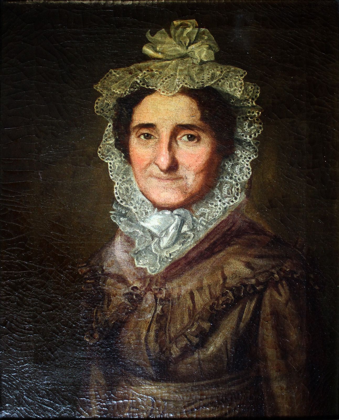 photo furniture Biedermeier Portrait Of An Elderly Lady With Lace Hood Around 1800