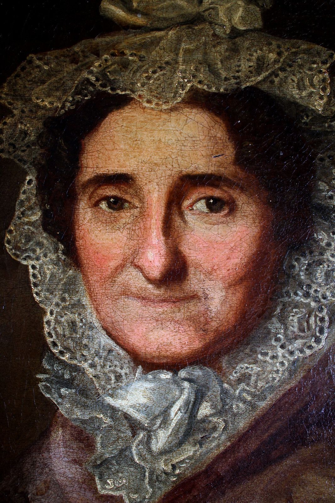 photo buy Biedermeier Portrait Of An Elderly Lady With Lace Hood Around 1800