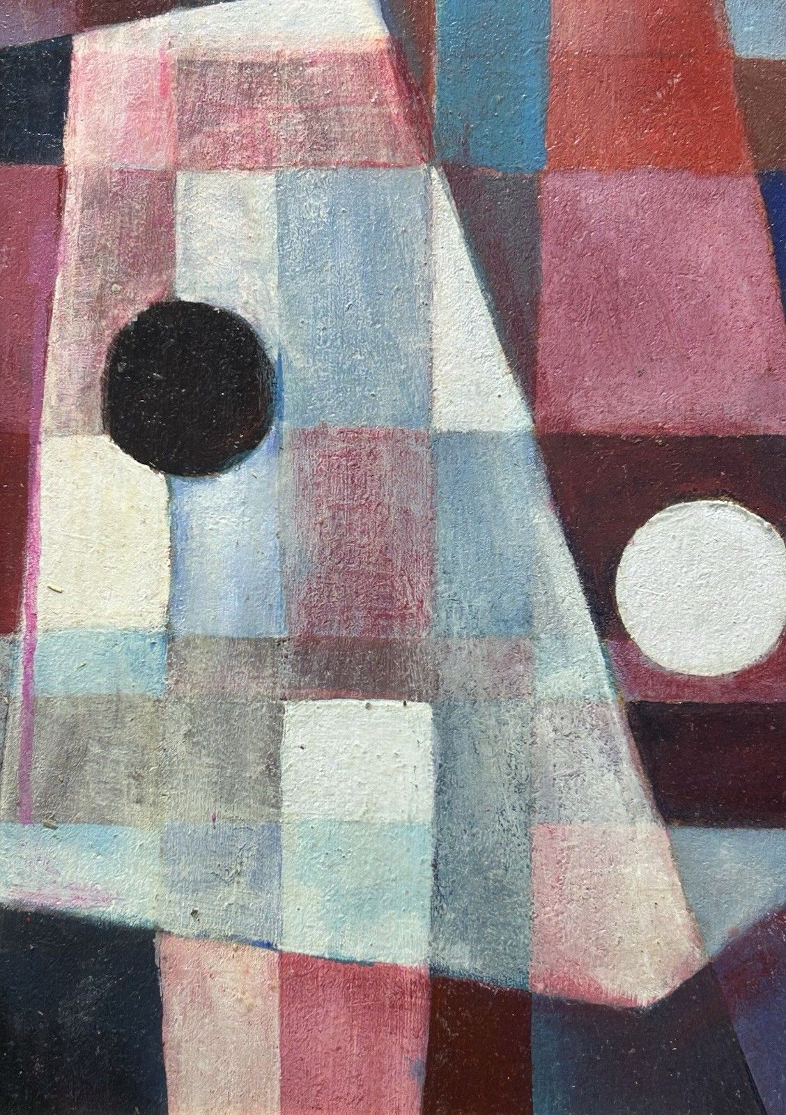 Antique Original Oil Painting, Modernist Abstract Composition 1970s, Framed photo furniture
