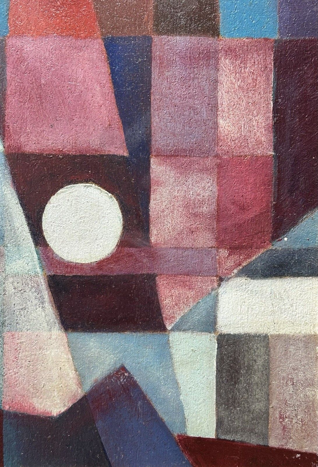 Antique Original Oil Painting, Modernist Abstract Composition 1970s, Framed photo vintage