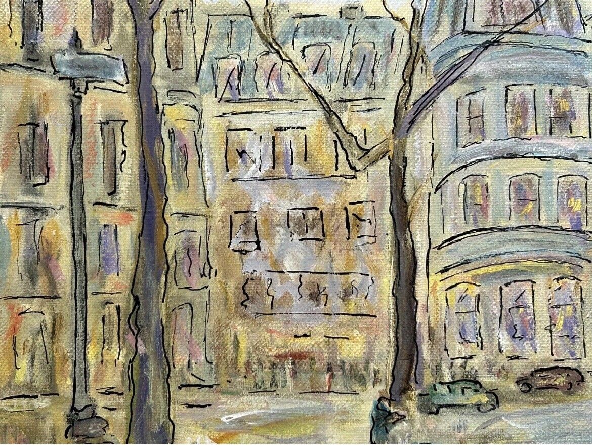 Paris City Vintage Oil Canvas Painting, Landscape Scenariy Cityscape France photo vintage
