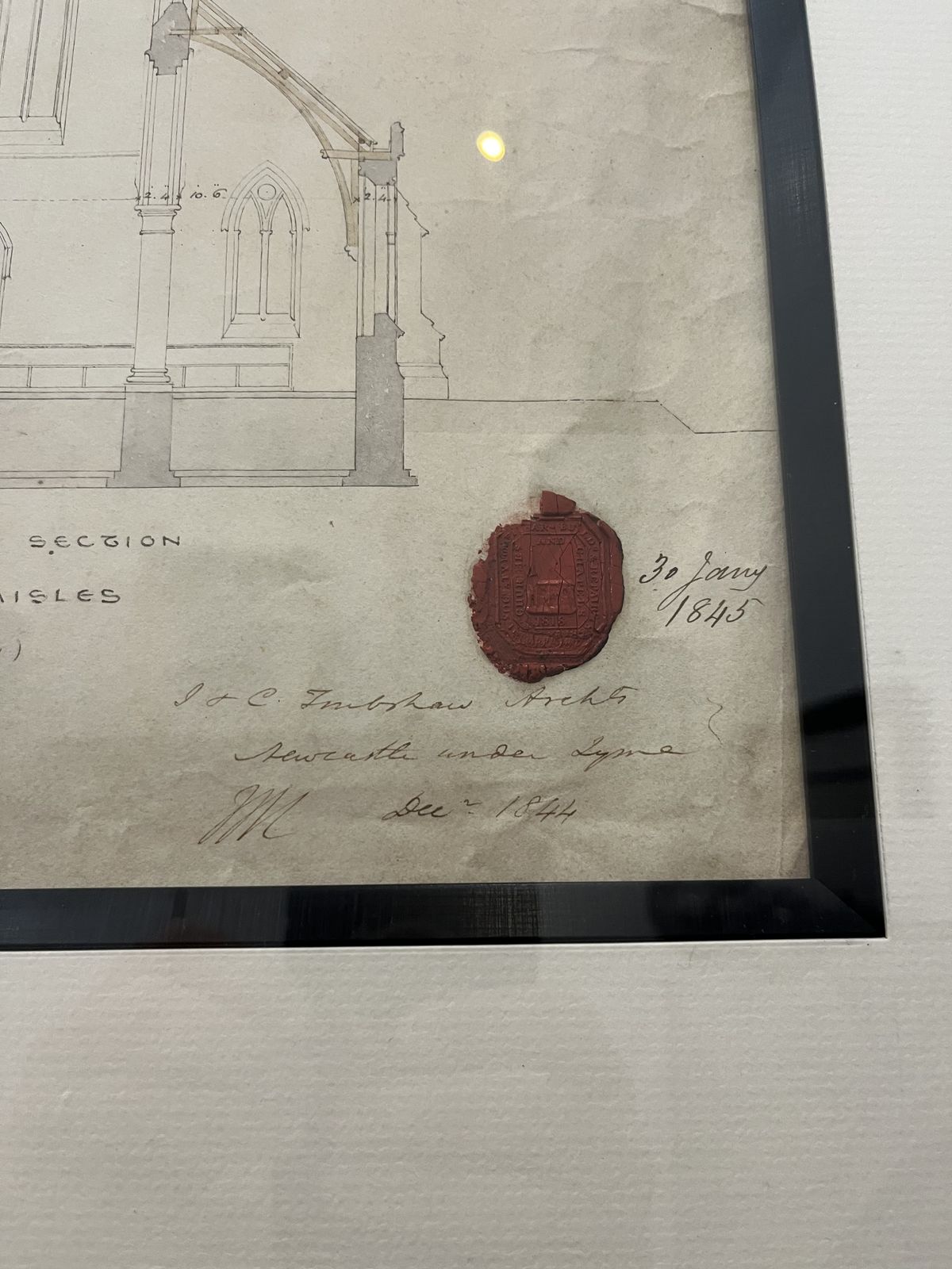 5 Original Architects Drawings (1745)of St James Church In Congleton. All 5 Are Originals Not Prints & Have All Been Mounted, Framed & Sympathetically Preserved By Professional Framers Sherratt & Reece In Leek. photo Art