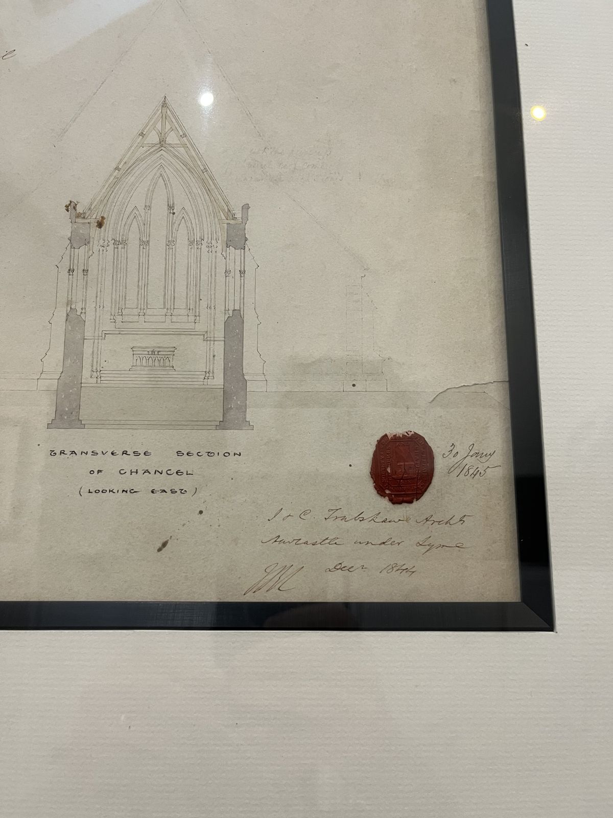 photo for sale 5 Original Architects Drawings (1745)of St James Church In Congleton. All 5 Are Originals Not Prints & Have All Been Mounted, Framed & Sympathetically Preserved By Professional Framers Sherratt & Reece In Leek.