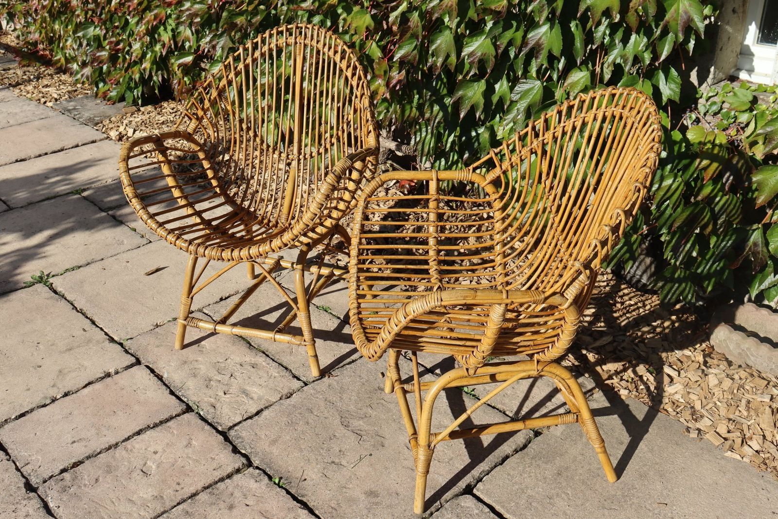 photo for sale Rattan And Bamboo Garden Furniture Attributed To Franco Albini, Italy, 1960s, Set Of 4