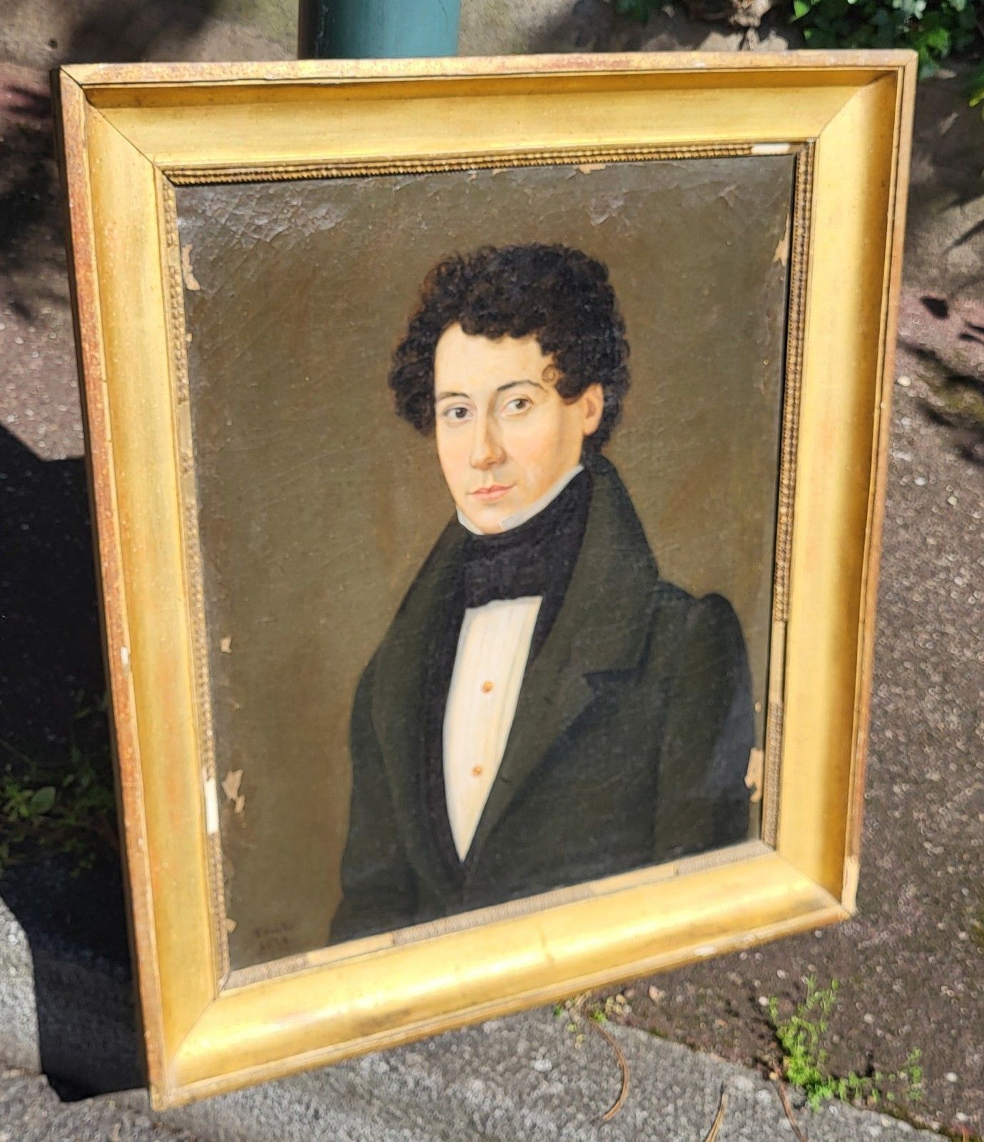 photo furniture Antique Signed Painting Dated 1831 Portrait Of Man. Oil Painting On Canvas.