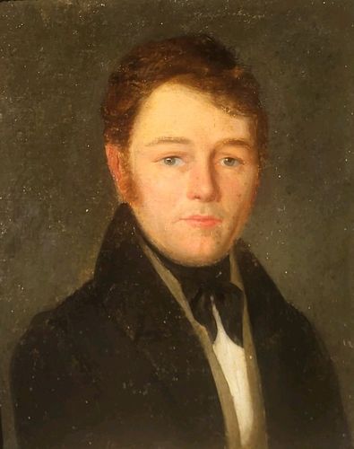 19th Century School. Portrait Of Man. Oil Painting On Canvas Marouflé On Cardboard Signed photo for sale