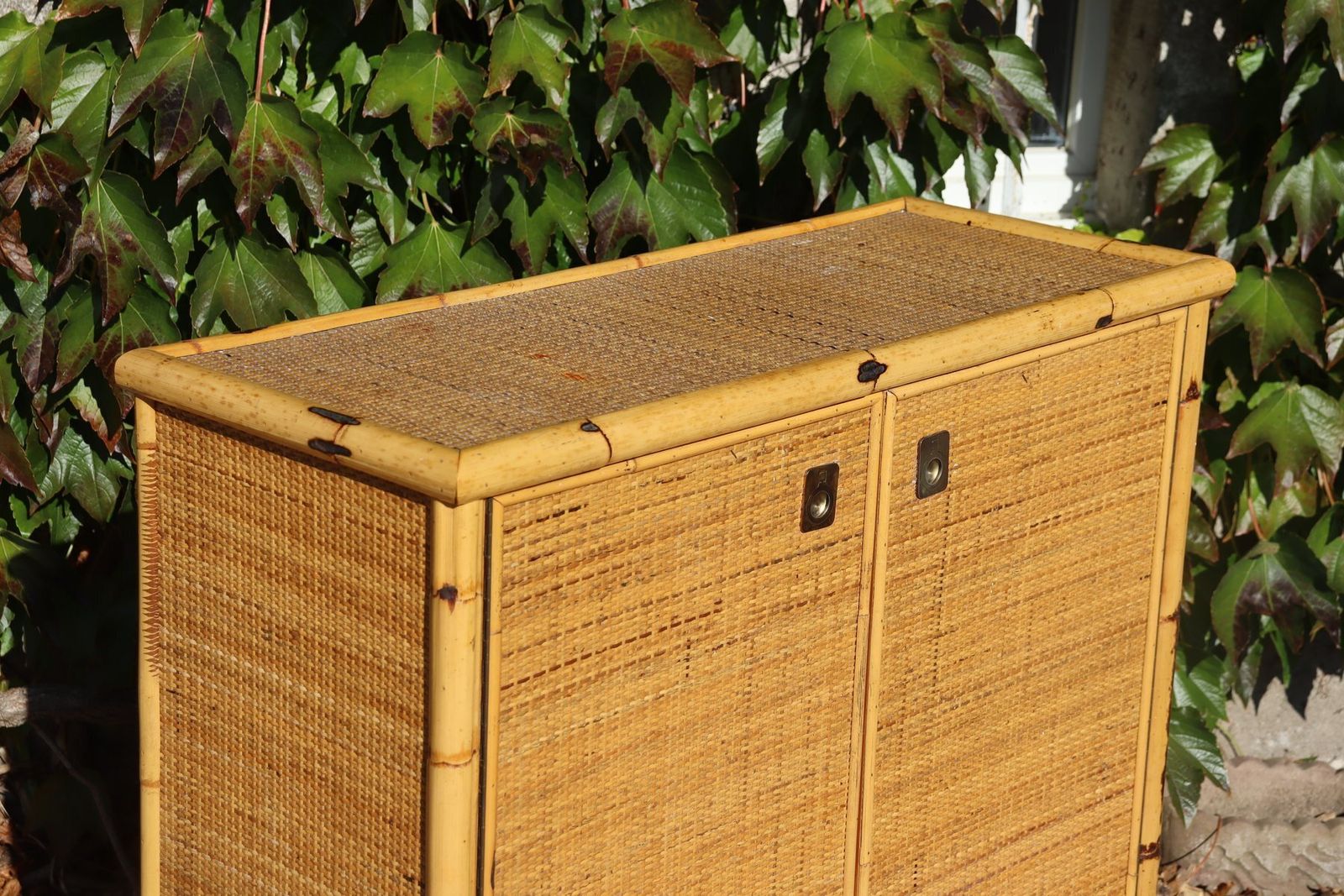 Rattan 2 Door Buffet From Dal Vera, 1970s photo Furniture