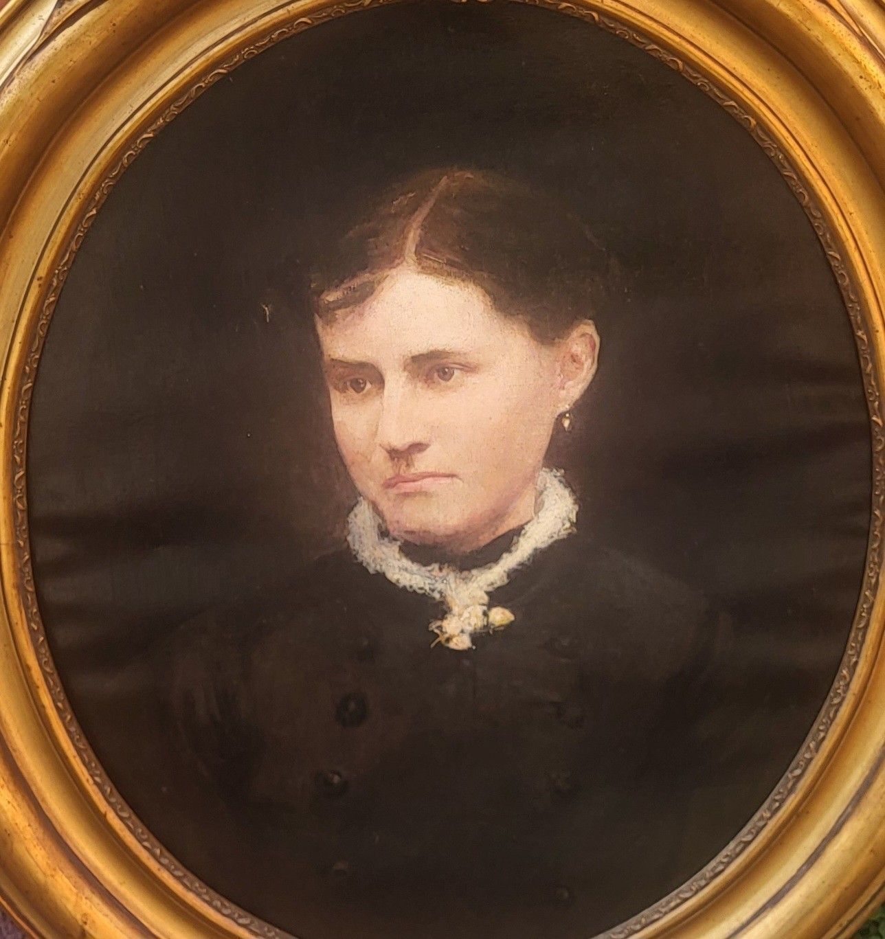 French School Portrait Woman. Oil Painting On Canvas. photo Art