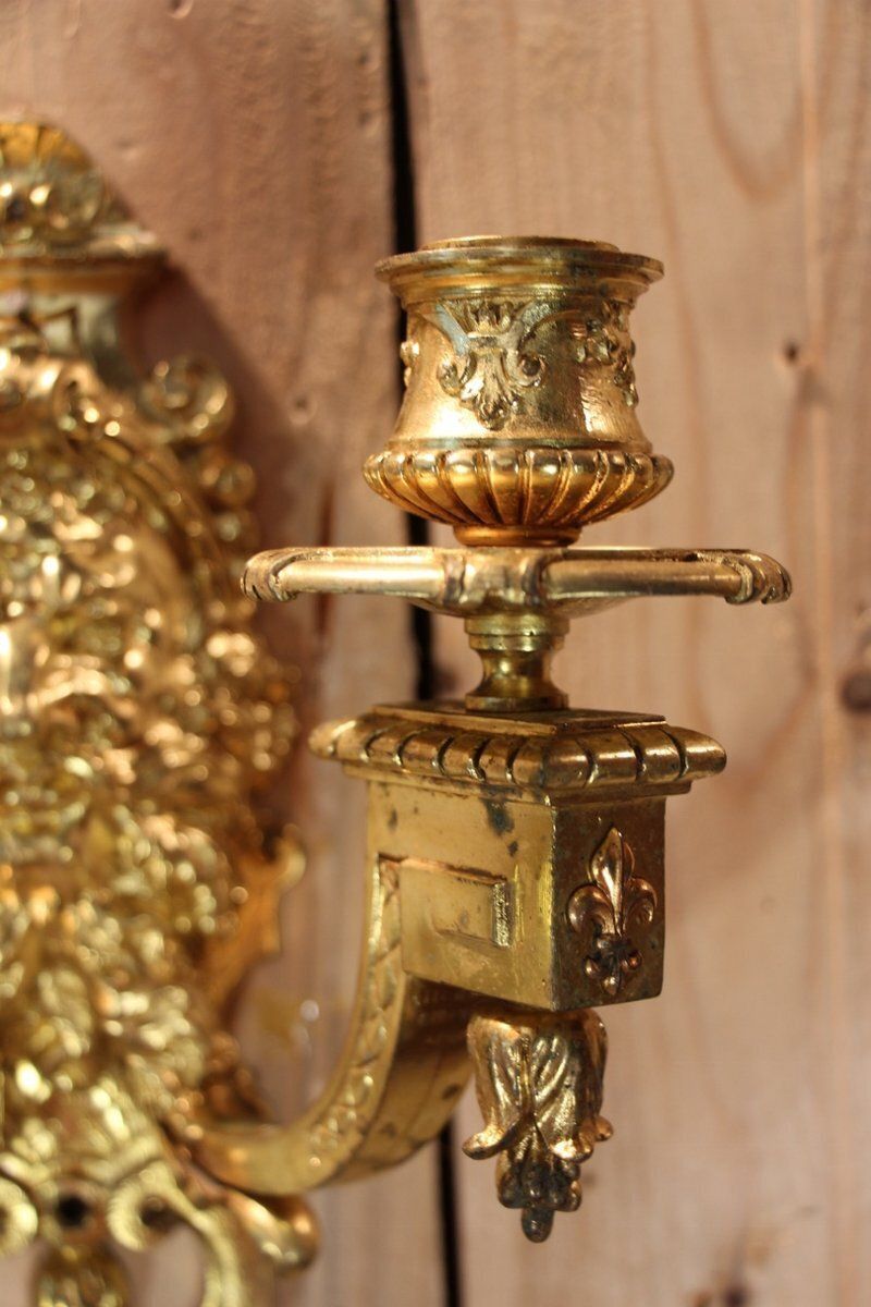 photo furniture Gilt Bronze Wall Lights By Etienne Giraud, Lyon, France, Set Of 2