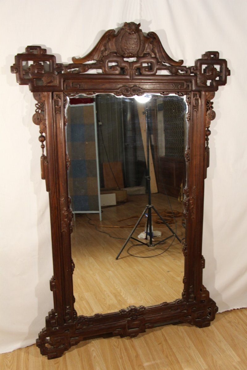 photo for sale Large Late 19th Century Japanese Mirror Attributed To Viardot, 1890s