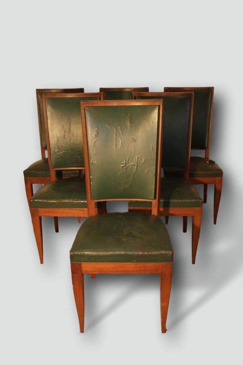 Art Mahogany Dining Chairs, 1920s, Set Of 6 photo for sale