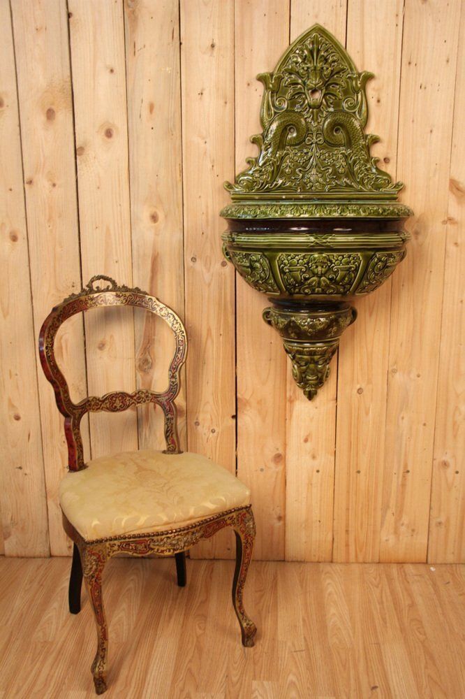 Large 19th Century Fountain Wall In Ceramic, Sarreguemines, France photo furniture