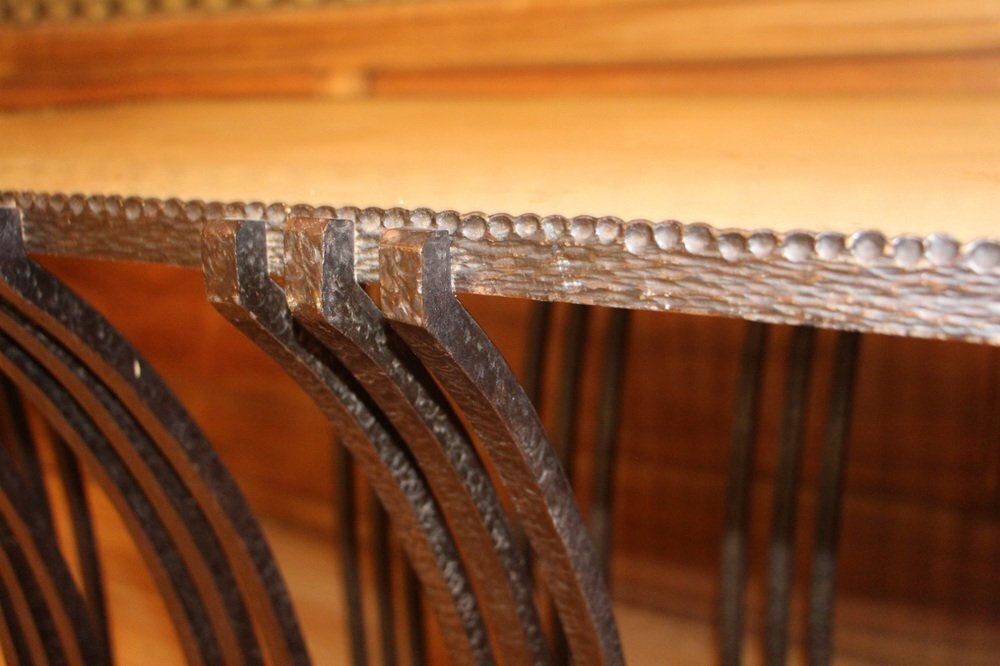 Art Deco Coffee Table In Wrought Iron By Edgar Brandt photo for sale