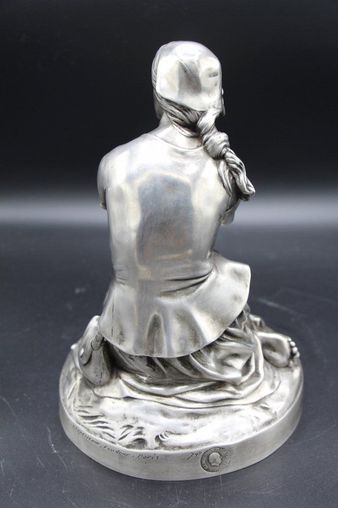 Chapu, Barbedienne Sculpture Of Joan Of Arc, 1800s, Bronze With Silver Patina photo Art