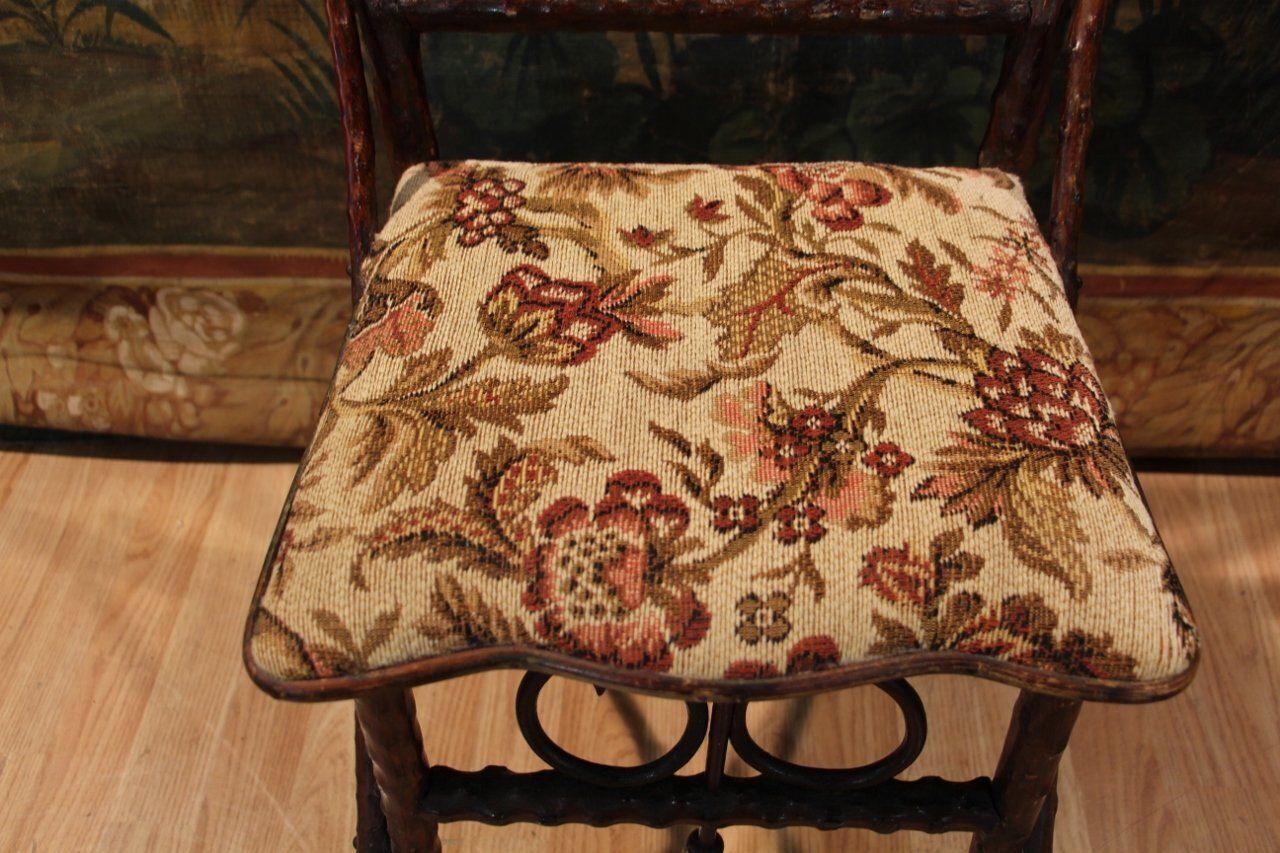 Folk Art Chair In Black Forest Branches, 1890s photo Furniture