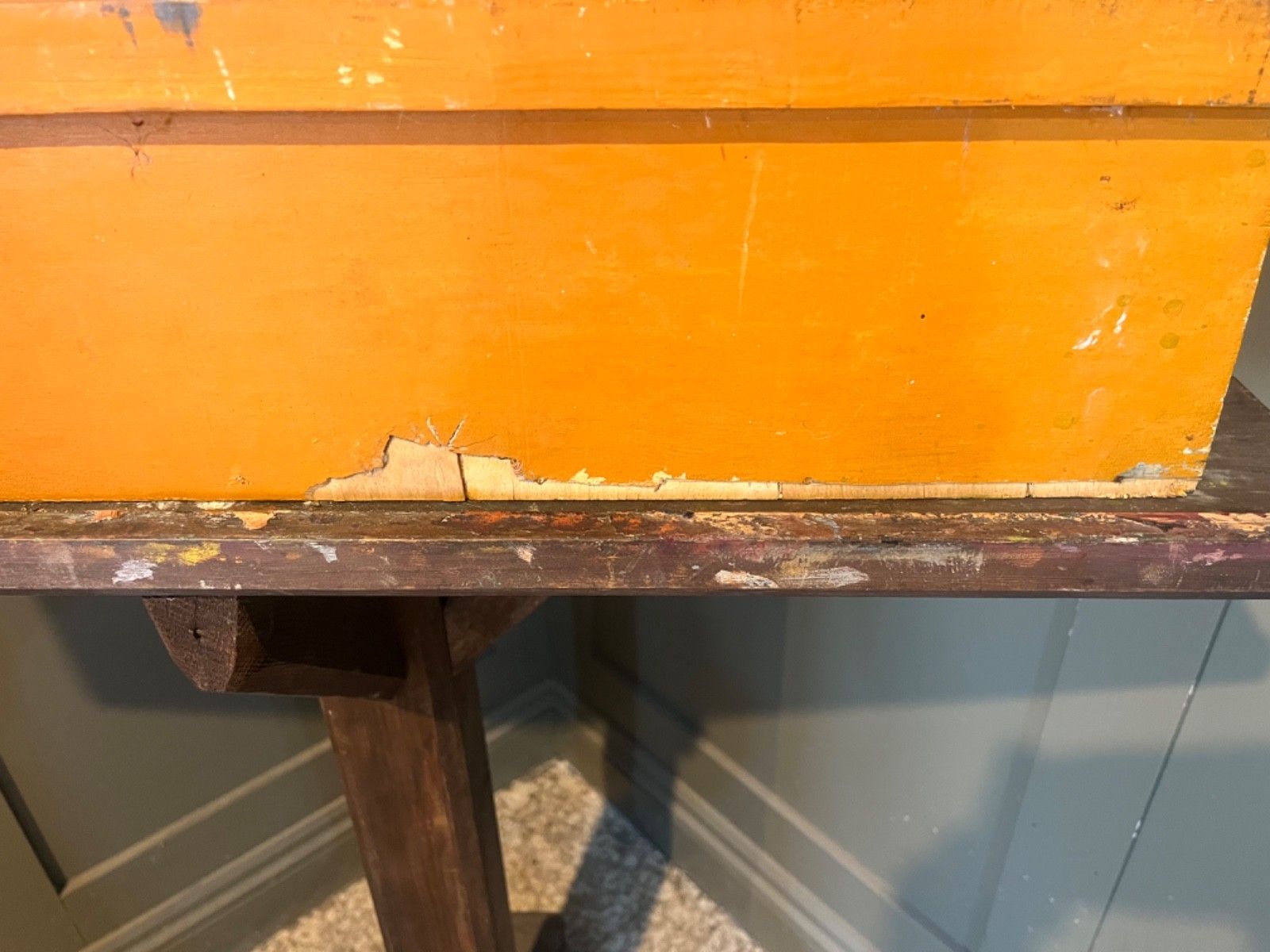 Antique Painting On Wood Of A Boat L'atlantique Paquebot Circa 1920's photo vinterior