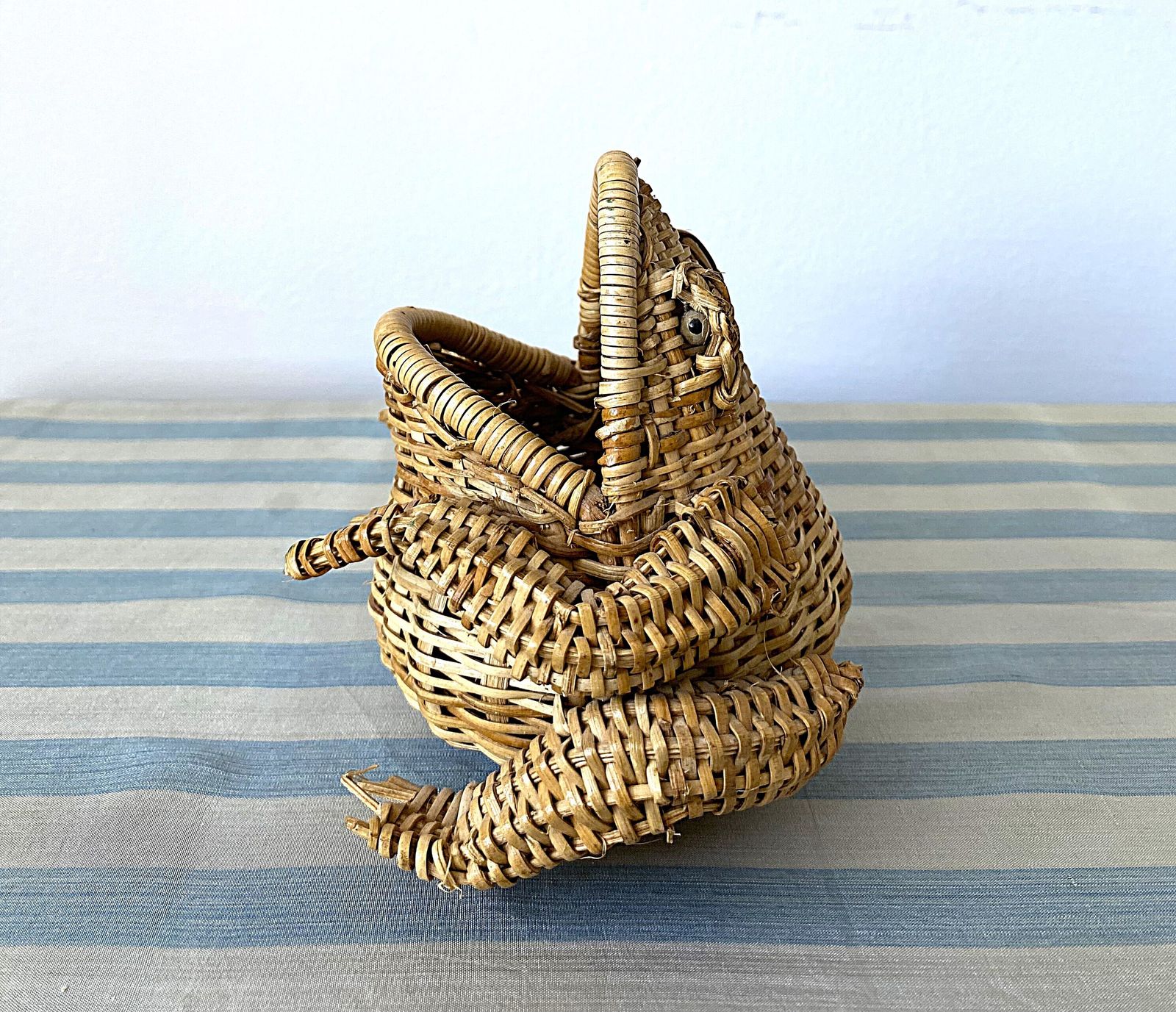 Amazing Mid Century Modern Small Wicker Frog Basket Olivier Cajan