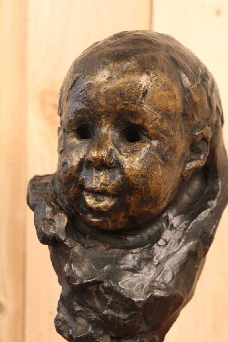 Victor Prouvé, Head Of Child Bronze, Old Jean Prouvé Collection photo furniture
