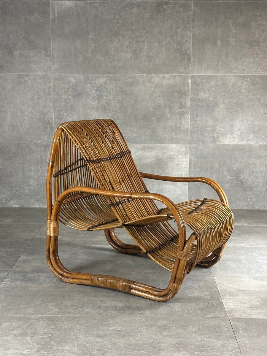Wicker Lounge Chair Attributed To Raffaella Crespi, Italy, 1960s photo Furniture