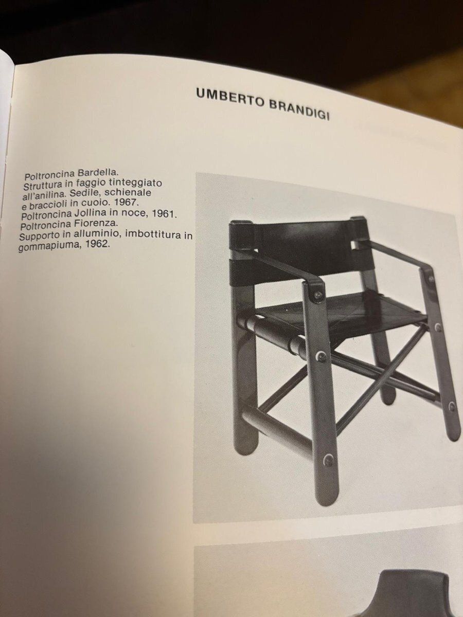 photo for sale Bardella Chair In Wood And Leather By Umberto Brandigi For Poltronova, 1967