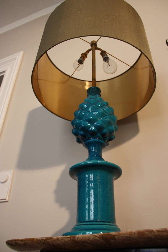 Vintage French Blue Pineapple Table Lamp By Pol Chambost, 1970s photo 1800.0