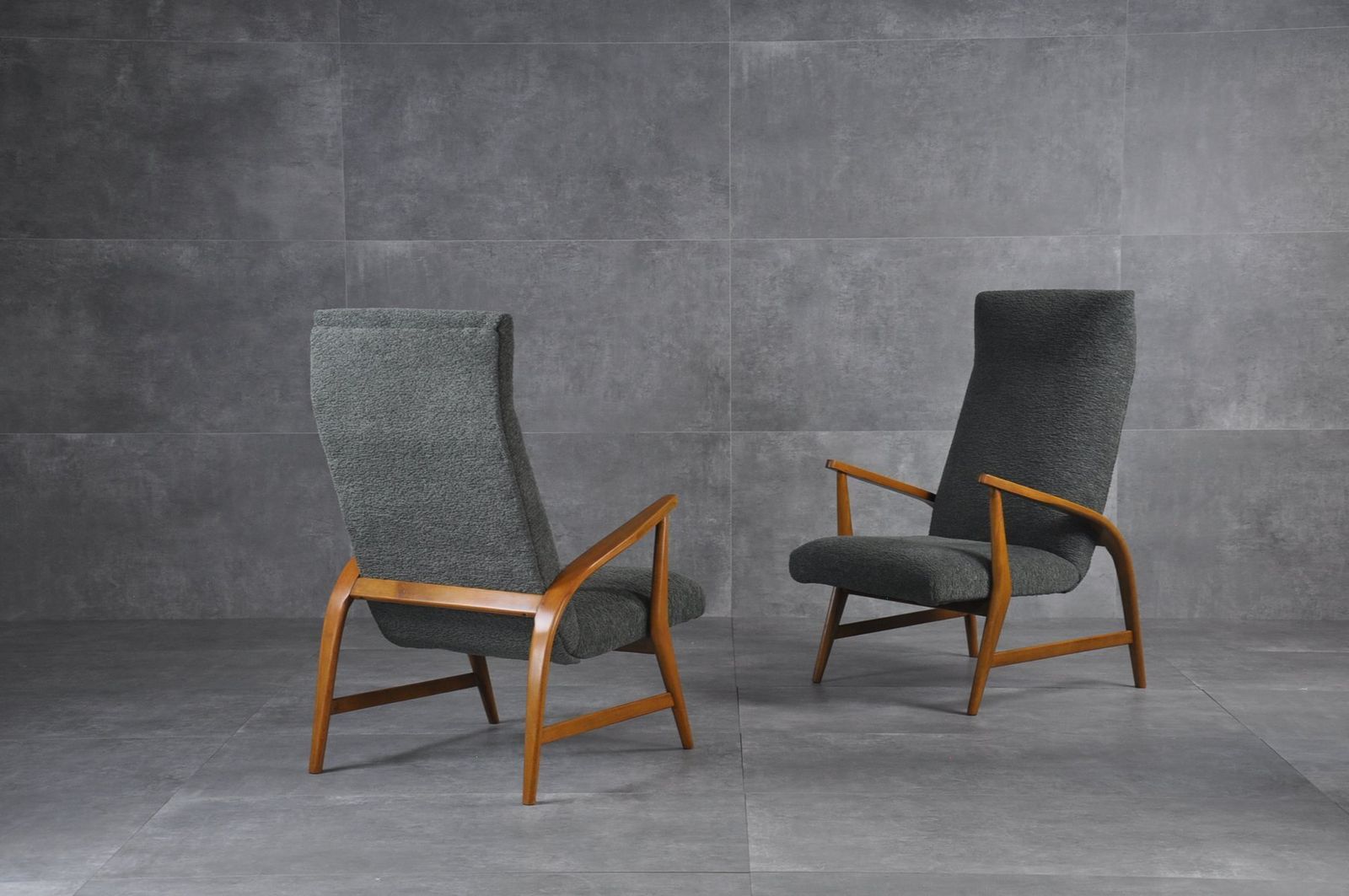 Set Of Armchair In Wood And Bouclè, 1950s photo furniture