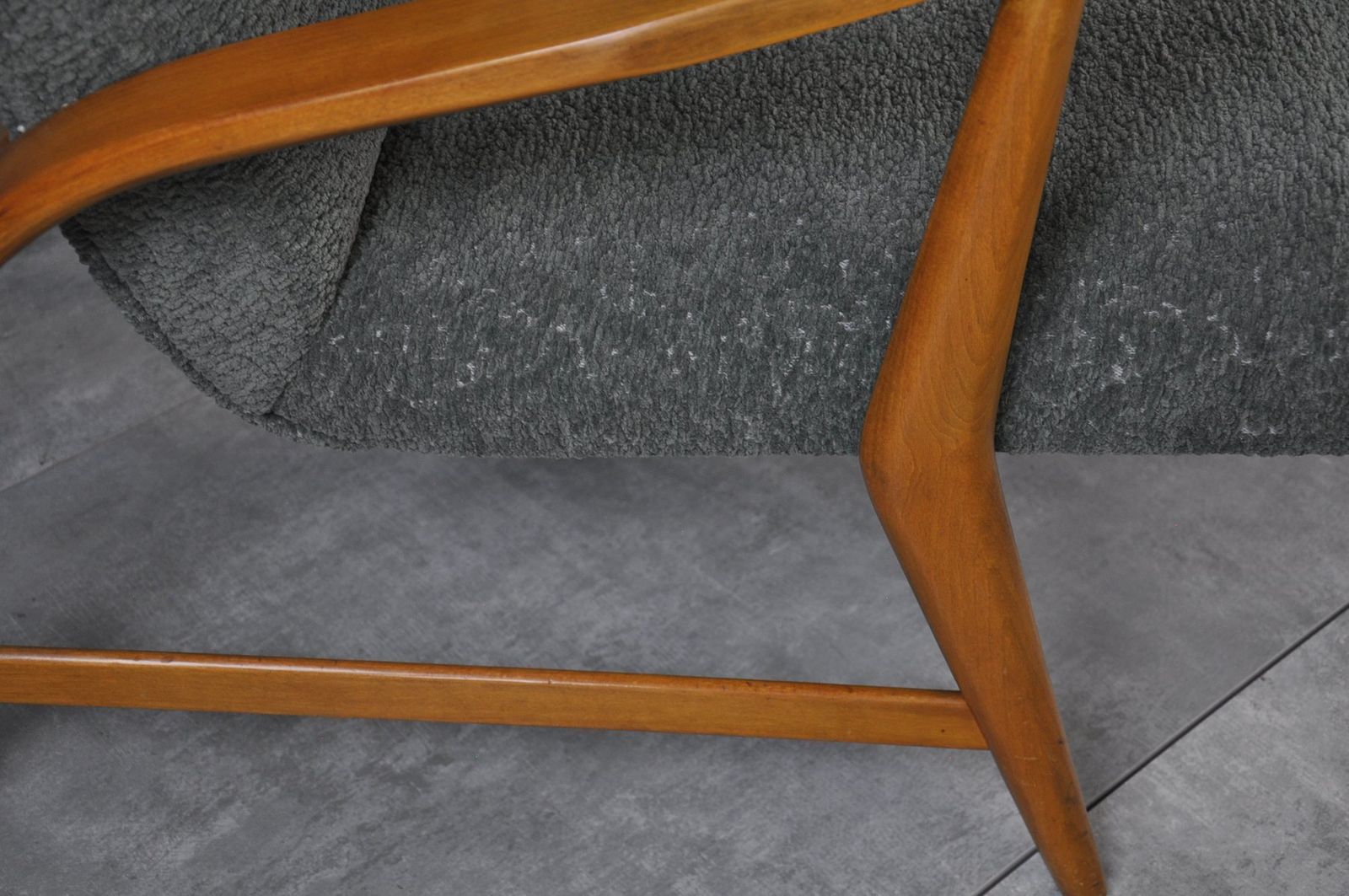Set Of Armchair In Wood And Bouclè, 1950s photo Furniture