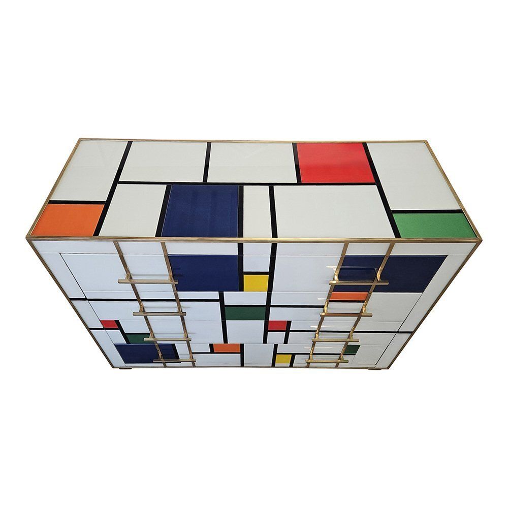 Mondrian Style Four Drawer Dresser In Murano Glass, 1980s photo buy