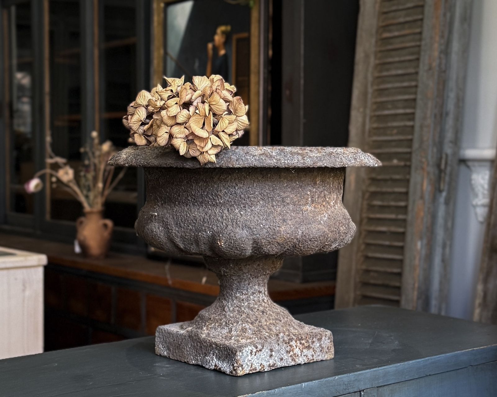 Antique French Cast Iron Urn Planter