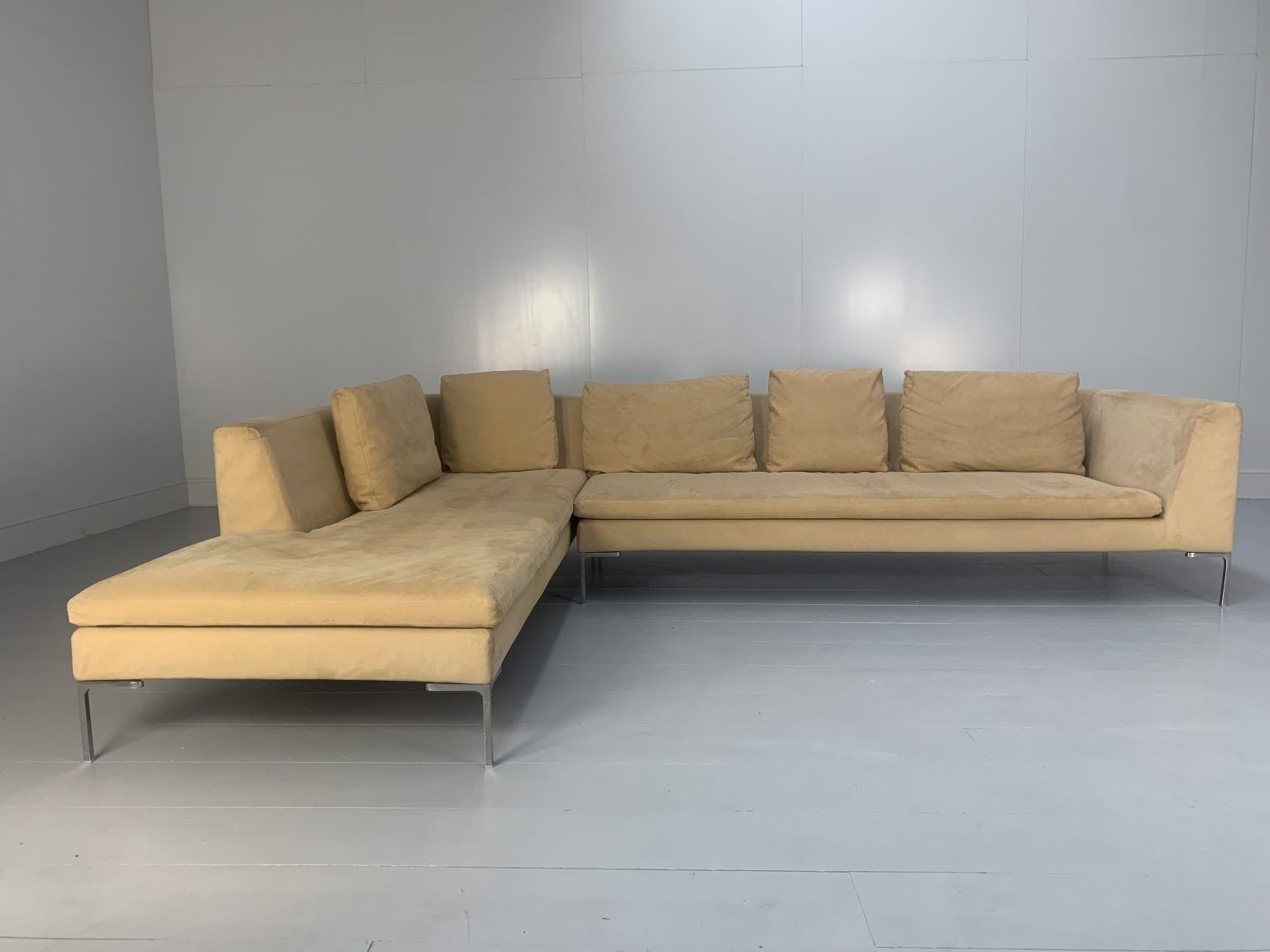 B&B Italia “Charles” Sofa – L Shape 5 Seat – In Sand Alcantara photo Furniture