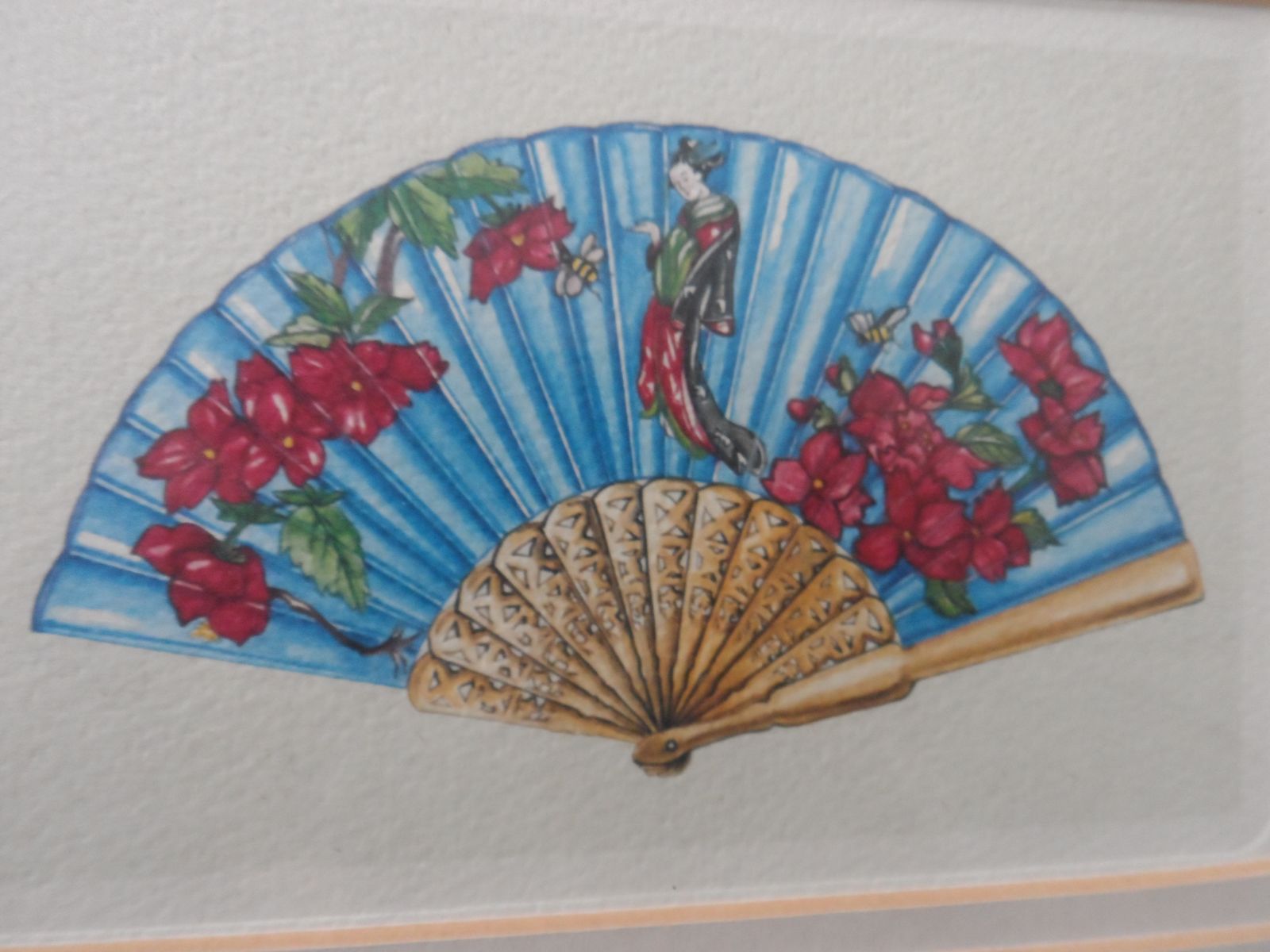 3x Rare Framed Wall Art Prints Of Oriental (Chinese, Japanese) Fans photo buy