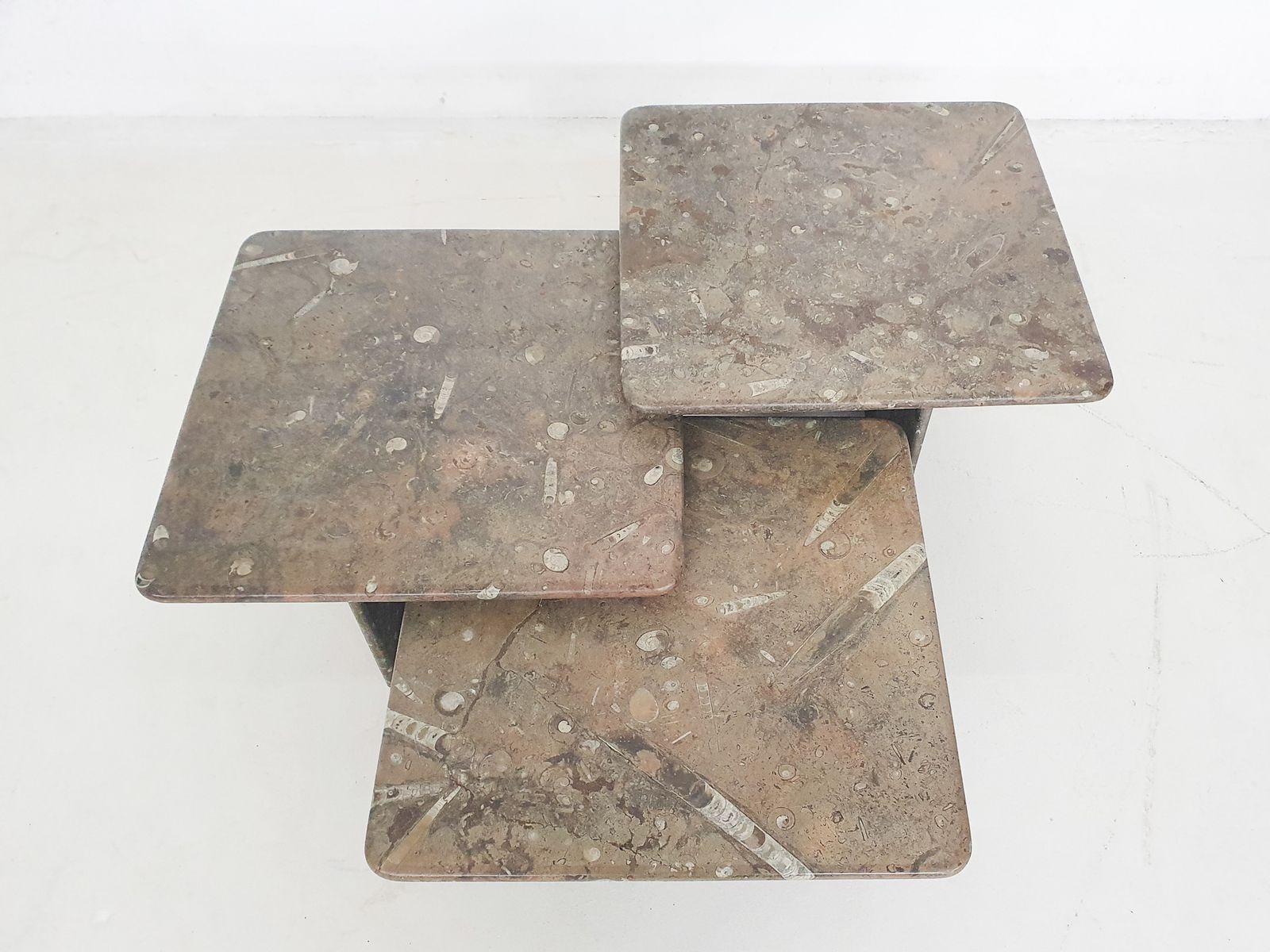 Set Of Three Fossil Stone Coffee Tables, 1970's photo furniture
