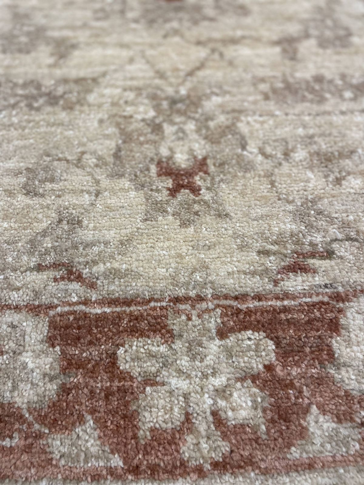 photo buy Small Beige Wool Rug, Floral Oriental Carpet 118x65cm Neutral Home Decor