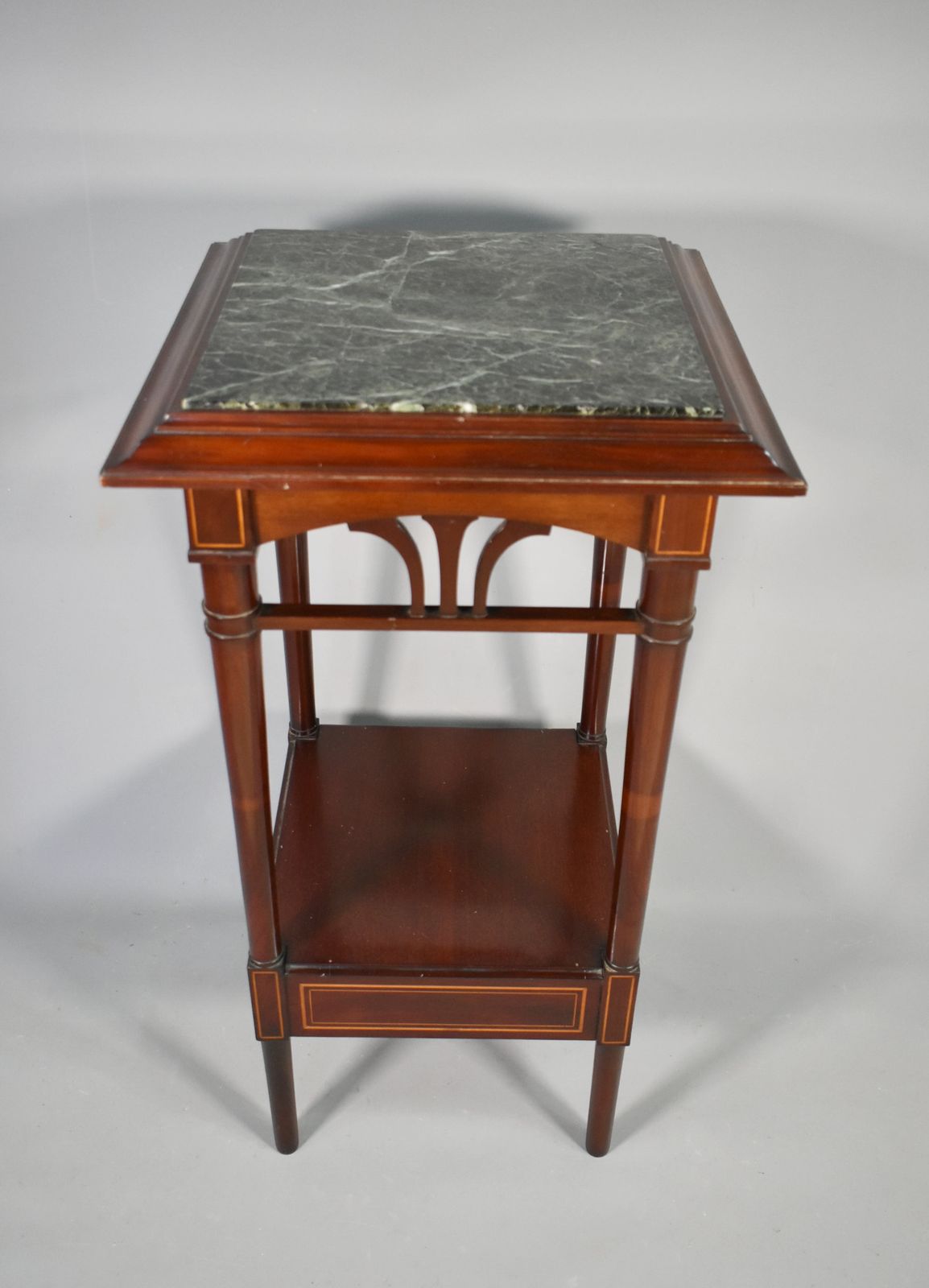 Antique Pair Of French Sellettes Pedestal Tables In Mahogany photo vintage
