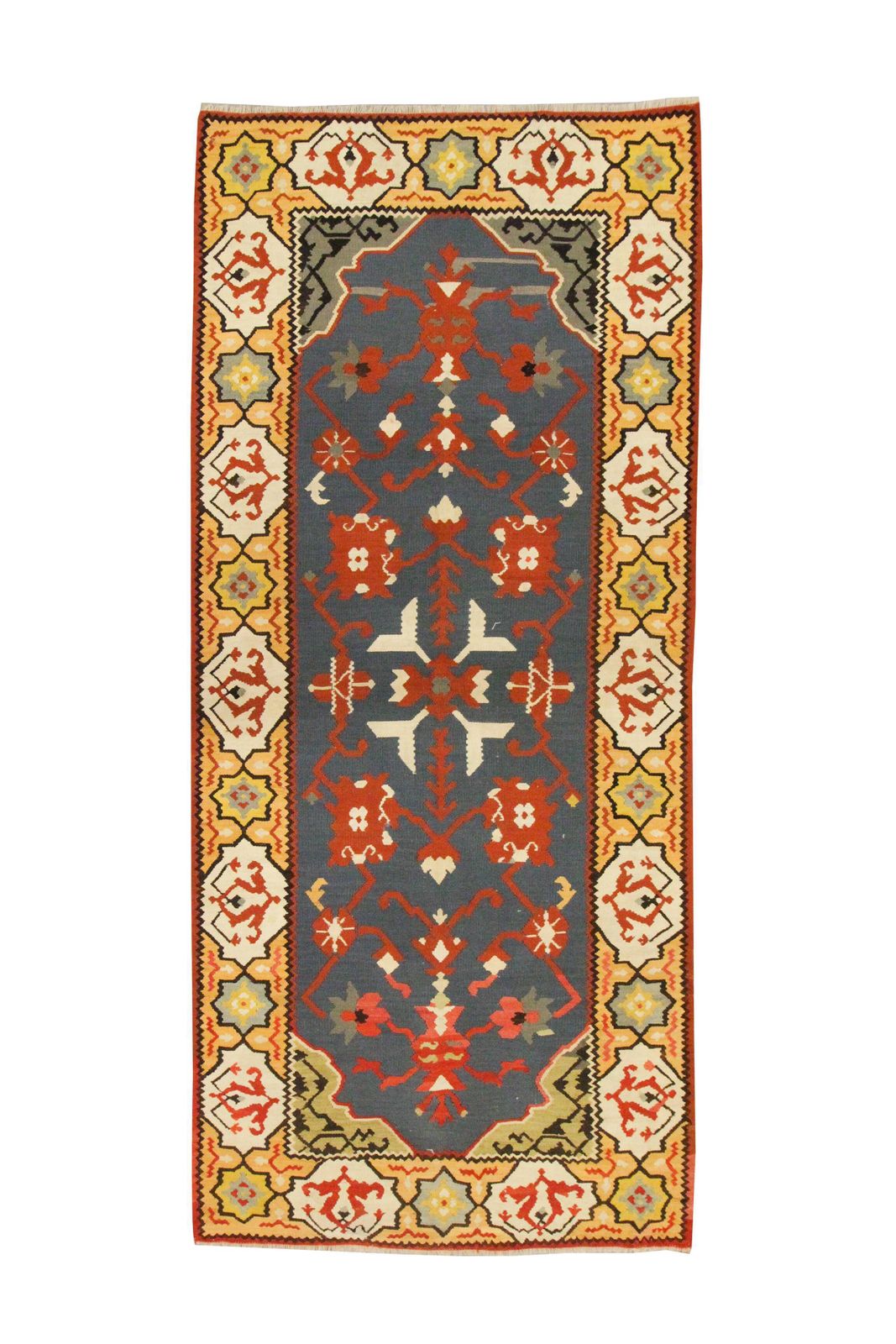 Textiles Page 1 Of 12 Balkan Kilim Runner Rug, Handmade Flatweave Carpet For Entryway 210 × 95 Cm photo