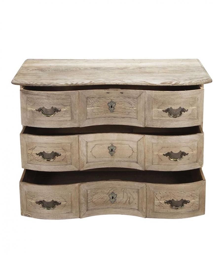18th Century French Serpentine Front Commode In Bleached Oak photo for sale