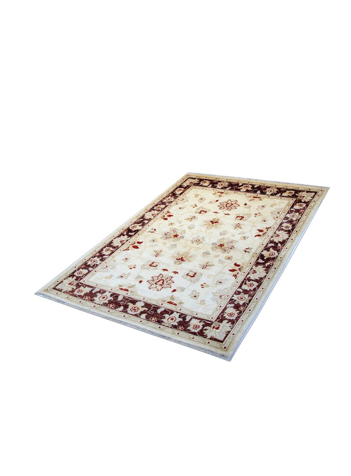 photo for sale Beautiful Cream Brown Wool Rug, Floral Oriental Traditional Rug 106x150cm