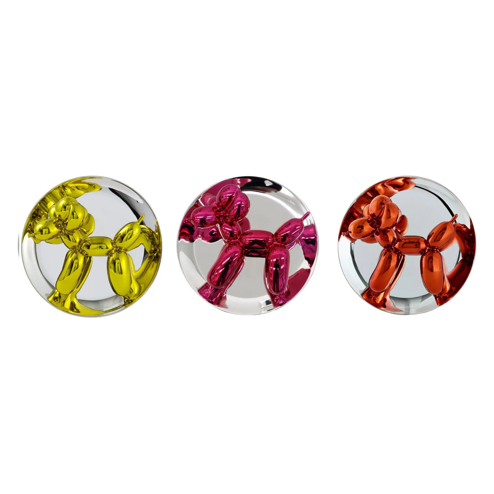 Jeff Koons Balloon Dogs Presentation Set (Magenta, Yellow And Orange)