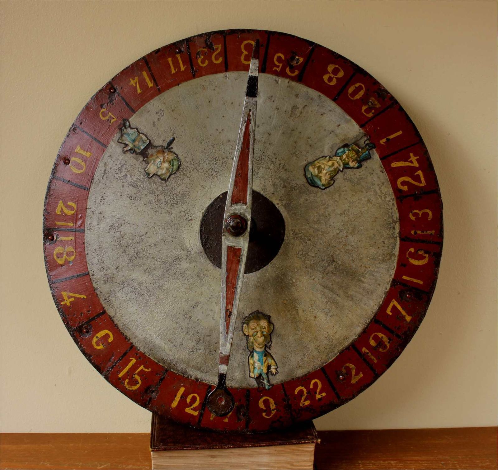 Antique Fairground Gambling Wheel. Spin To Win Spinning Carnival Game. photo vinterior
