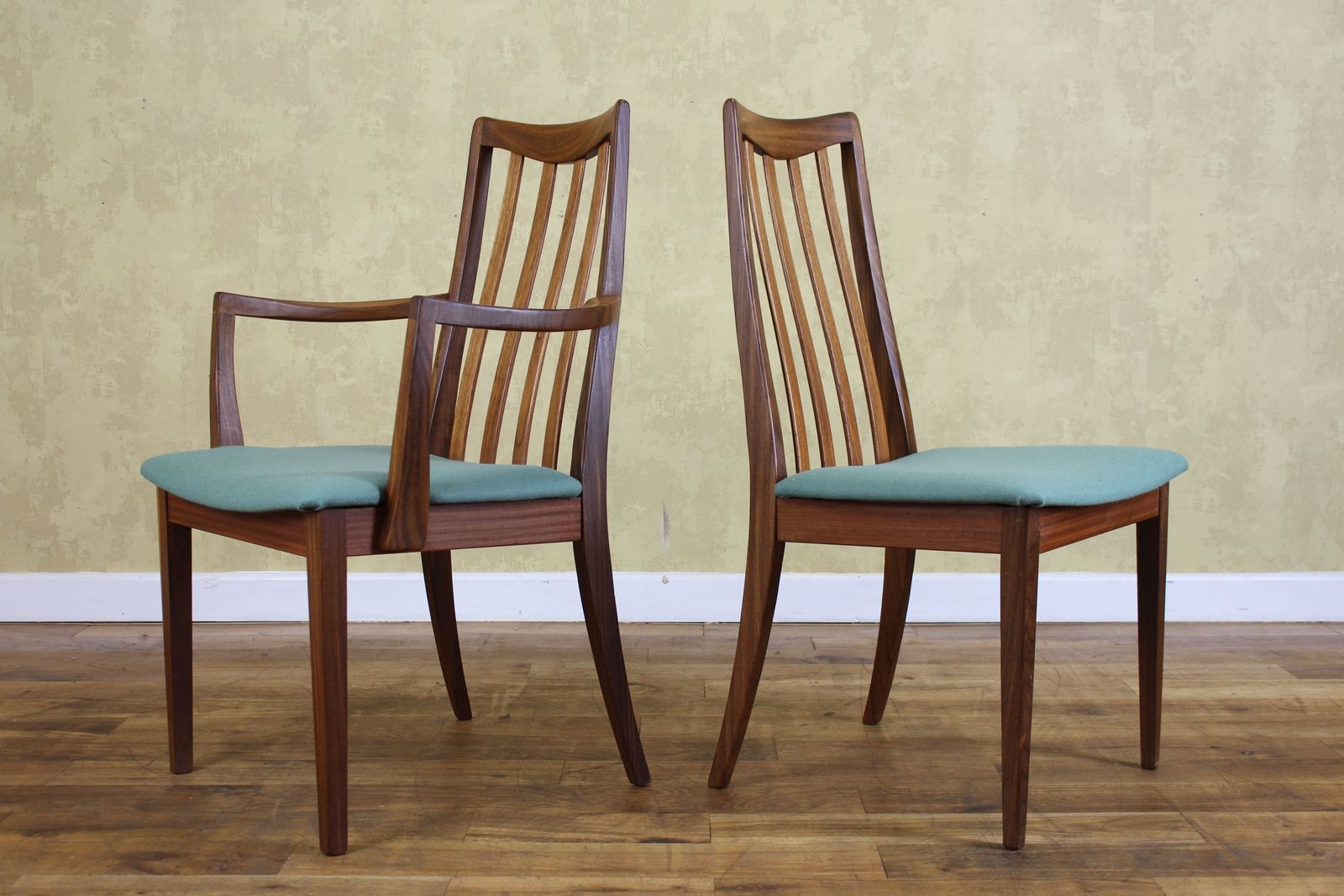 photo furniture Set Of 6 G Plan 1970’s Teak Dining Chairs Newly Upholstered