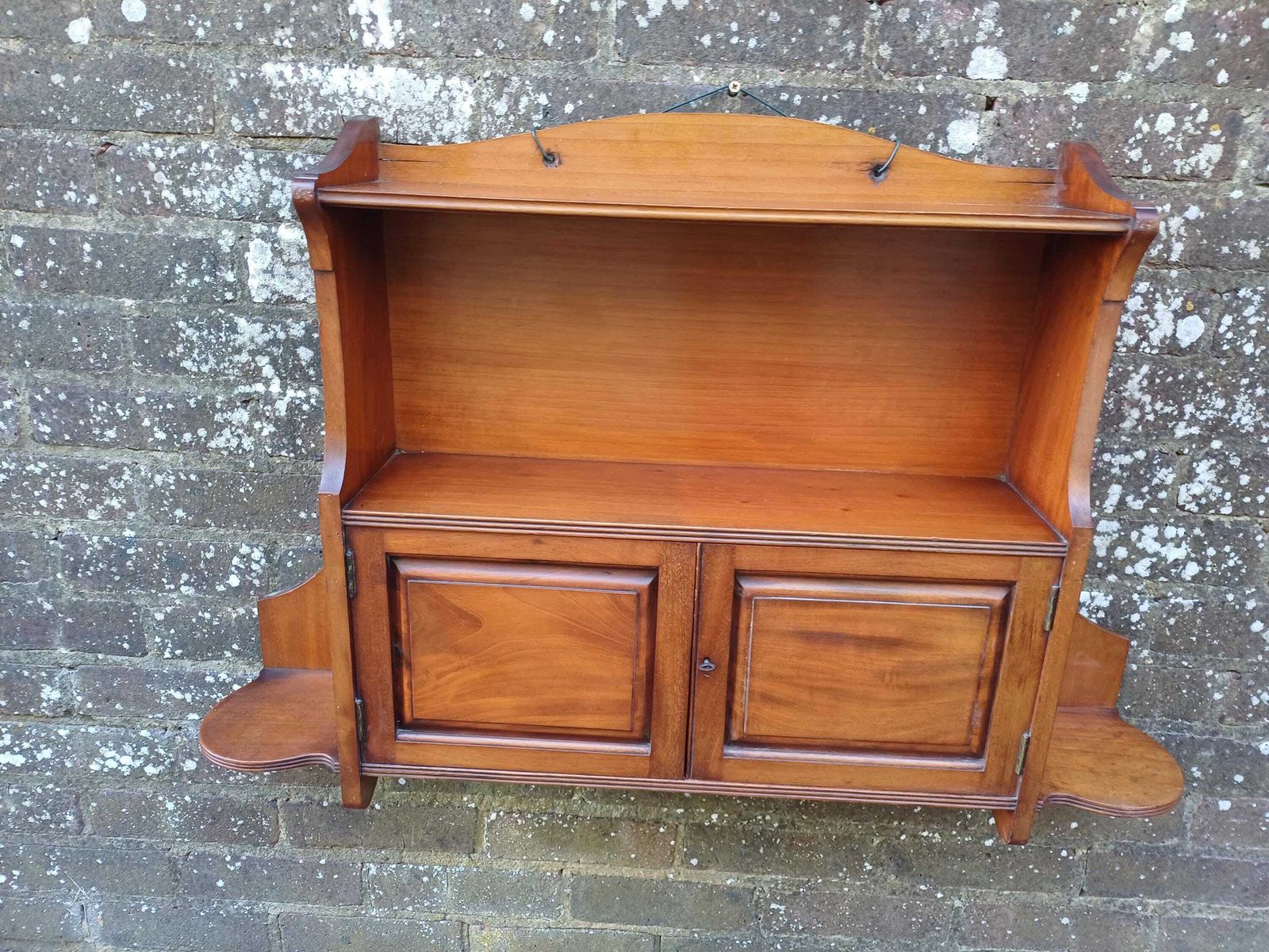 Large Late Victorian Edwardian Wall Cabinet Mahogany Antique Wall Cupboard With Shelves And Panelled Doors Working Key Free Hand Delivery. photo 414.0