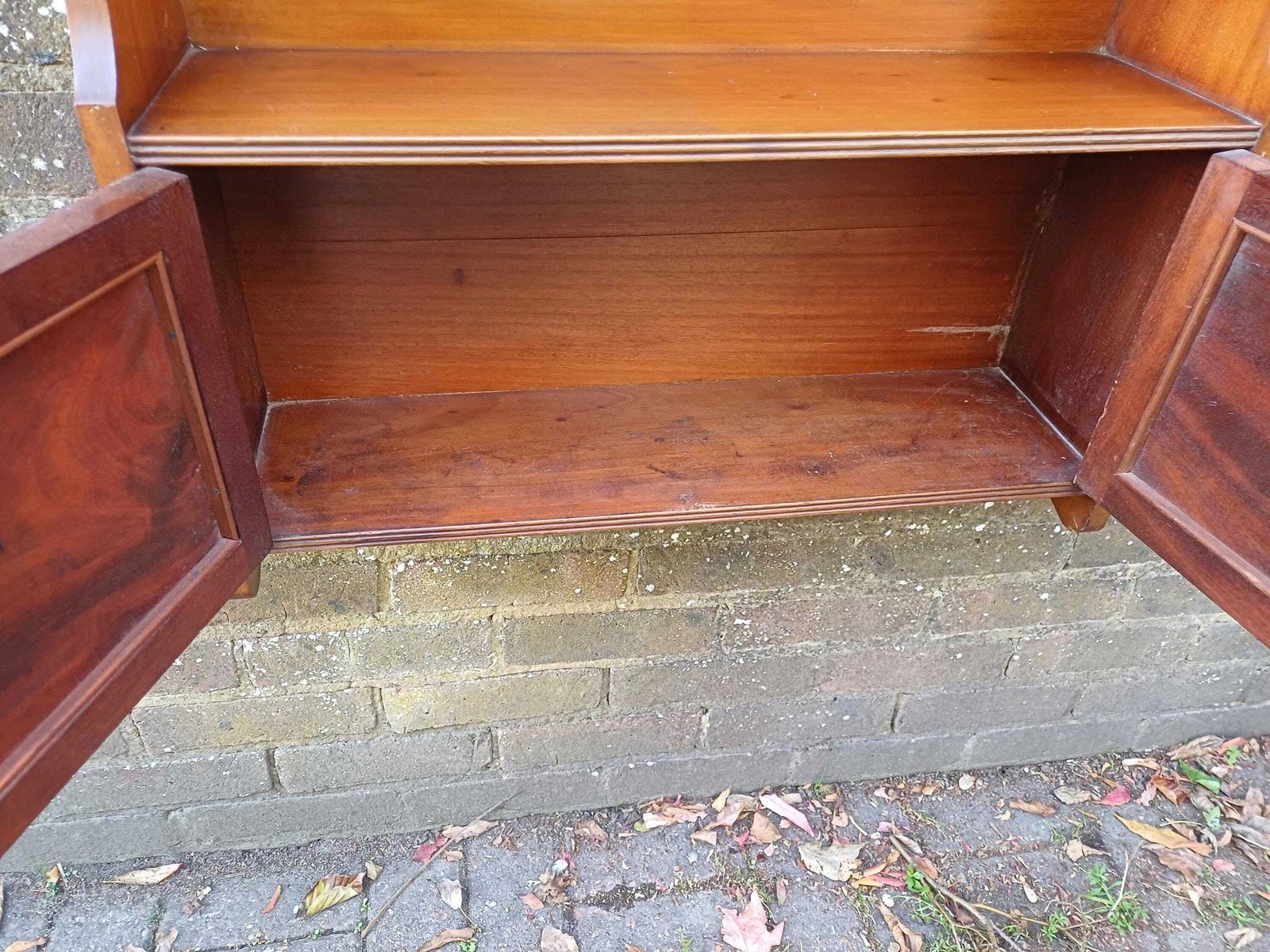 Furniture Large Late Victorian Edwardian Wall Cabinet Mahogany Antique Wall Cupboard With Shelves And Panelled Doors Working Key Free Hand Delivery. photo